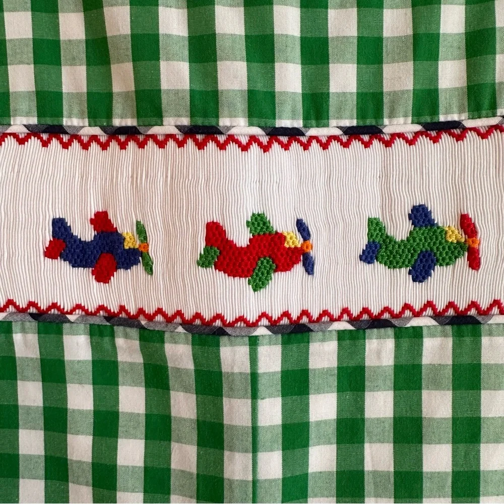 Castles & Crowns Smocked Jon Jon Longall Romper Airplanes Plane Green 2T